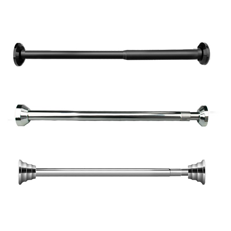 伸缩挂衣杆不锈钢管支架晾晒衣橱柜阳台浴室内免打孔窗浴帘单横杆