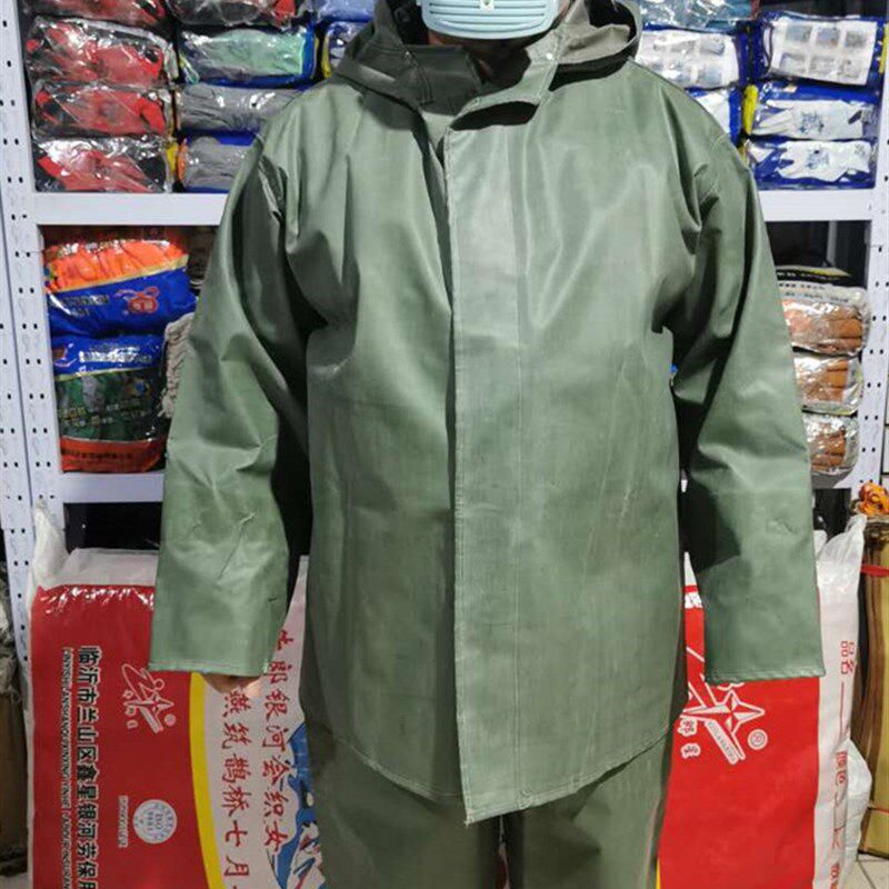 红旗雨衣抗洪抢险矿用工地雨衣橡胶防雨老款加宽防汛分体雨衣矿用