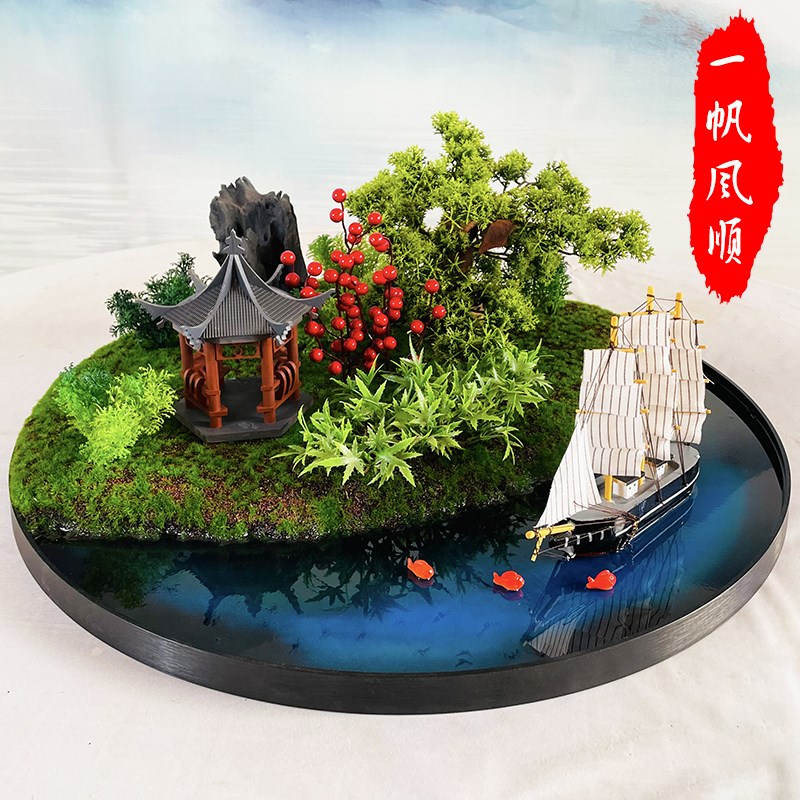 cm酒店小圆桌中间装饰造景微景观假花摆件餐桌转盘摆花包间摆放