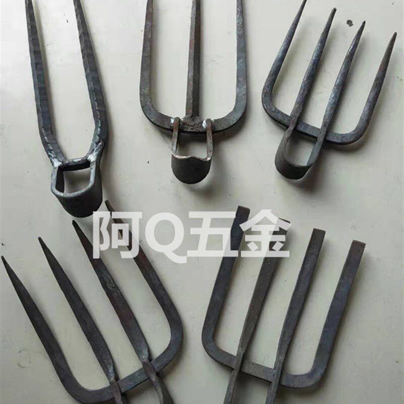 锻打农用工具四齿耙三齿二齿钉耙子 扒草铁耙子四丁四齿叉锄头