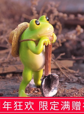 创意可爱青蛙摆件微景观花园树脂动物多肉盆装饰工艺品办公桌摆设