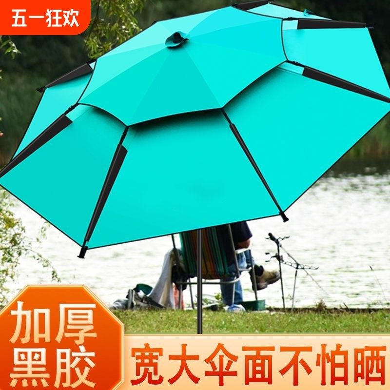 钓鱼露营大伞野钓万向调节地插遮阳伞加粗折叠便携抗暴风雨垂钓伞