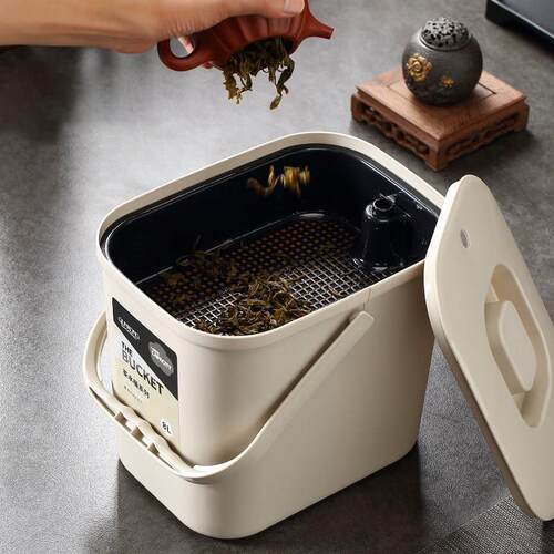 德国JK品质手提废水茶水桶茶台垃圾茶渣桶带盖简约大容量茶道茶桶