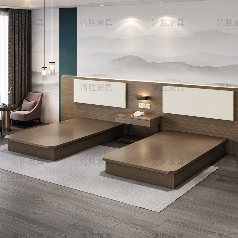 酒店家具标间全套定制单双人公寓民宿快捷客房宾馆专用床出租房床