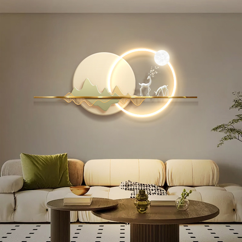 高级感客厅装饰画沙发背景墙立体简约奶油风发光壁画卧室床头挂画