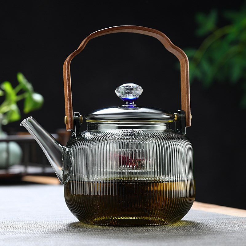 尚物玻璃煮茶壶电陶炉专用围炉煮茶耐热玻璃提梁壶蒸煮一体泡茶壶