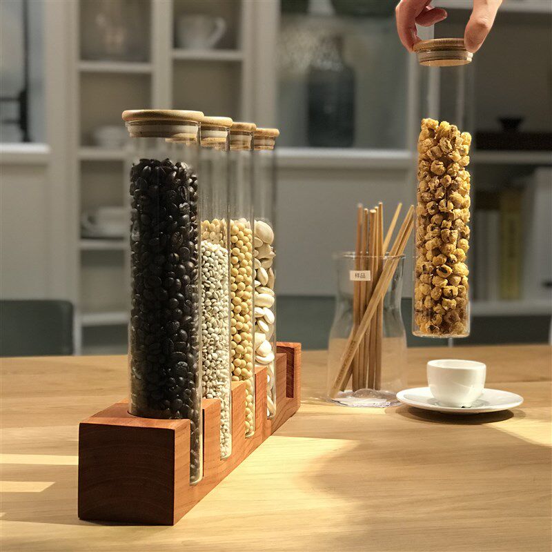 咖啡茶叶陈列展示架中草药粉末液体多功能玻璃密封试管吧台展示架