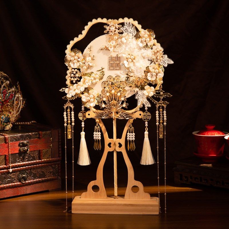 重工团扇新娘结婚扇子diy材料包手工中式秀禾服喜扇婚礼出嫁婚扇,鲜花速递/花卉仿真/绿植园艺,新娘手捧花,淘宝优惠券,粉丝福利购,淘宝优惠卷