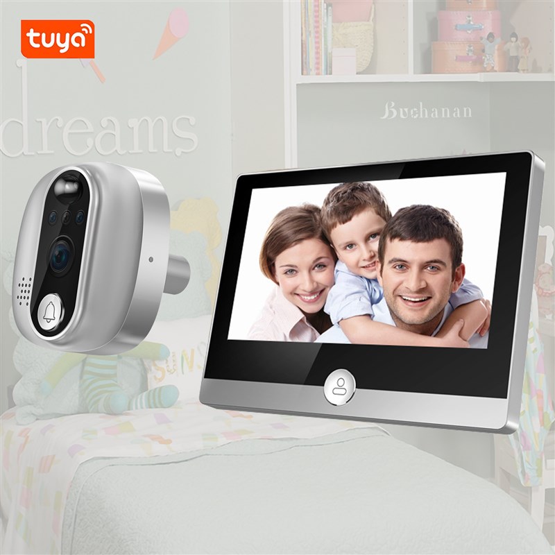 tuy涂鸦智能猫眼可视门铃无线可语音对讲感应监控移动侦报警