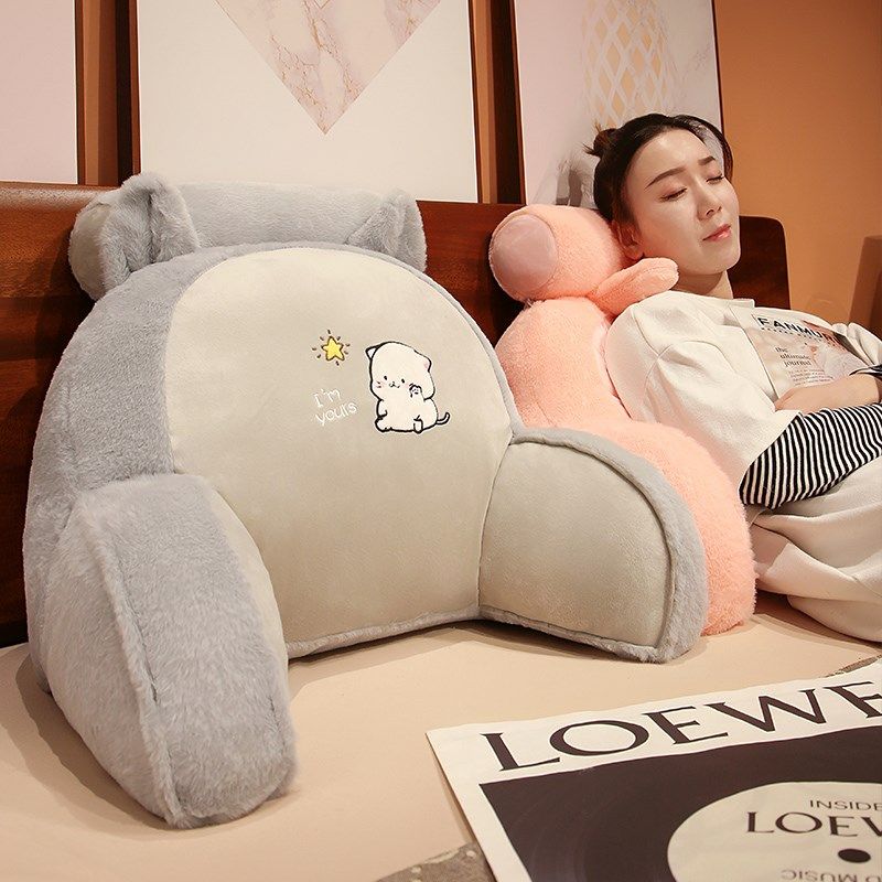 兔毛绒床头靠垫床上看书护腰靠枕冬季宿舍软包大靠背枕可拆洗抱枕