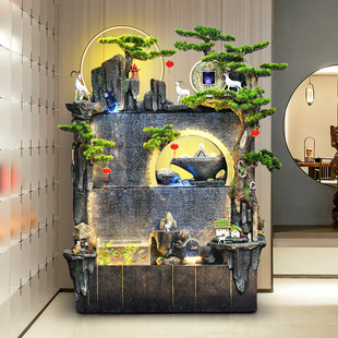 大型假山客厅水幕墙流水生财饭厅茶室办公室景观喷泉装饰水系摆件