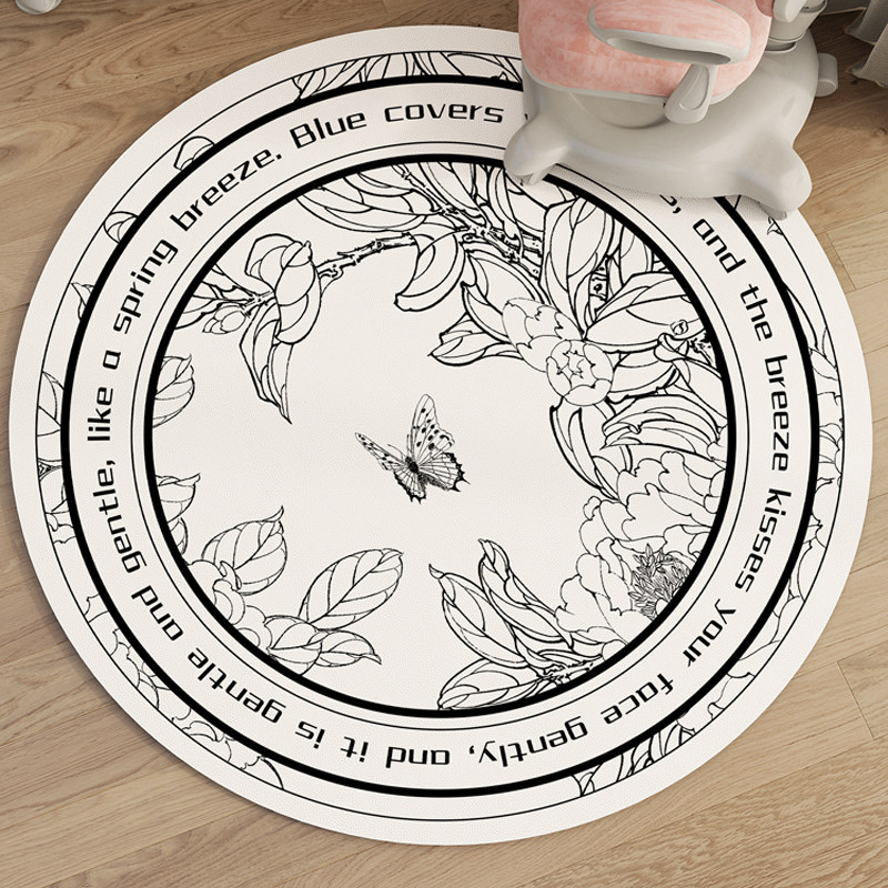 圆形PU地垫防水免洗易打理客厅茶几地毯家用卧室防脏可擦洗床边毯,居家布艺,家用脚垫,淘宝优惠券,粉丝福利购,淘宝优惠卷