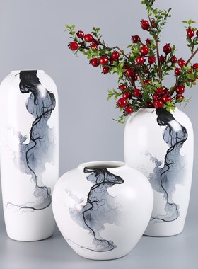 创意流云水墨陶瓷花瓶摆件家居客厅玄关花插样板房酒店会所装饰