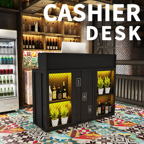 工业风吧台桌鸡公煲餐厅烧烤网吧铁艺接待前台店铺小型定制收银台