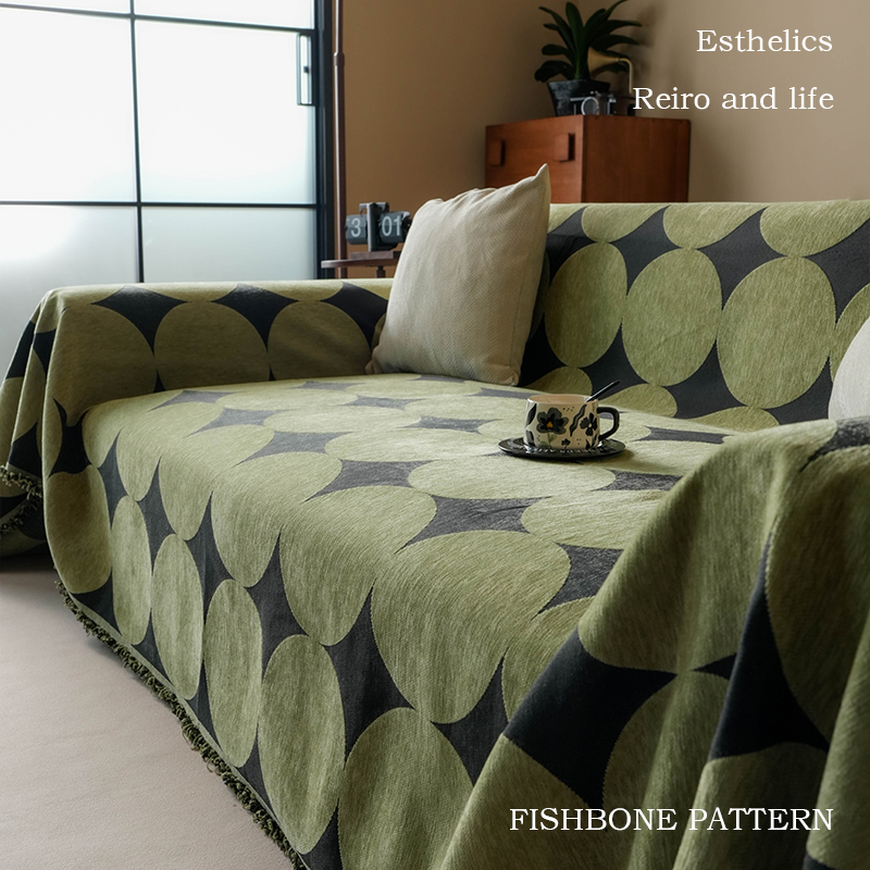 中古风沙发垫雪尼尔四季通用防滑沙发盖毯盖布高级感全盖沙发巾