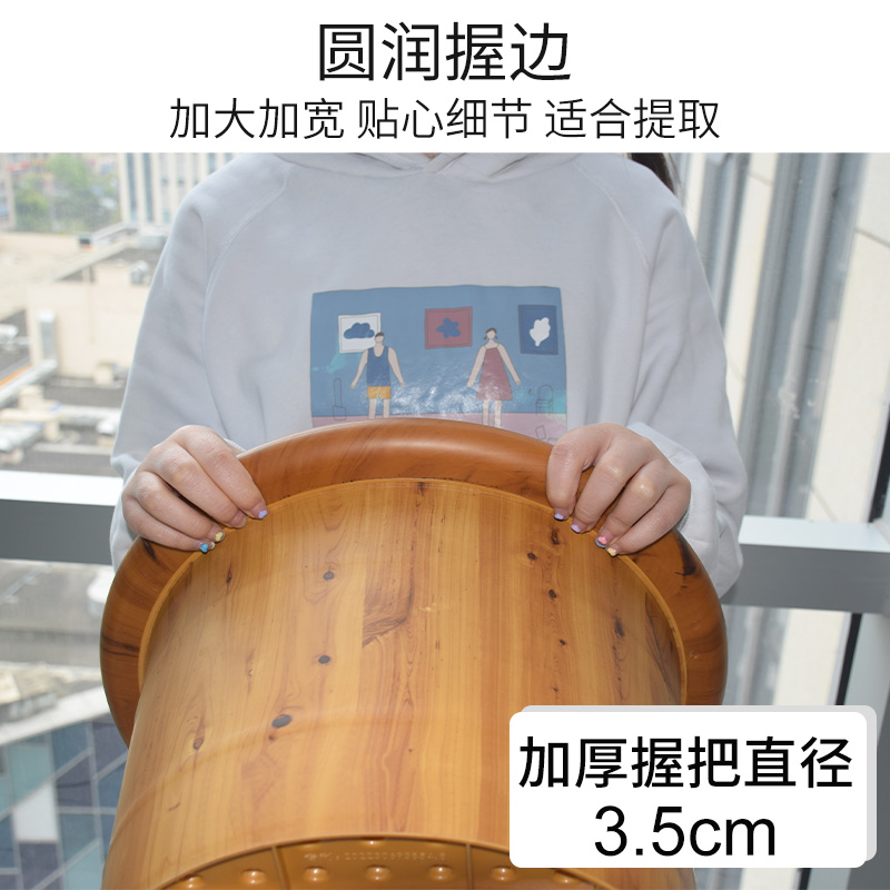 仿木纹加厚牛筋泡脚盆加深过小腿耐摔足浴桶洗脚盆按摩足疗桶家用