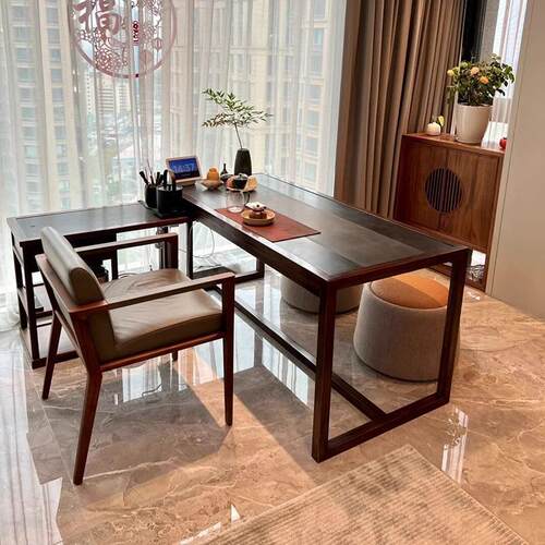 2024新款黑胡桃白蜡木泡茶桌新中式阳台茶台酒店民宿办公室茶桌椅