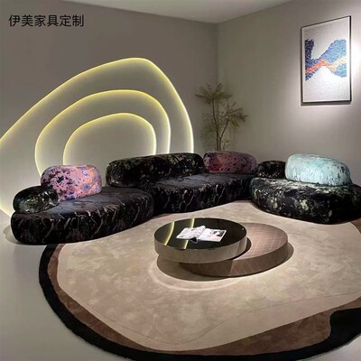 意式极简鹅卵石沙发设计师推荐异性模块组合转角双人客厅创意沙发