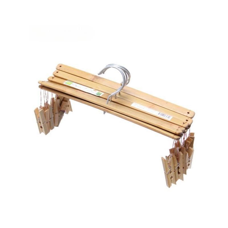 5个装加厚竹裤架4夹家用竹制多功能十字裤夹晾衣架四头折叠竹架子