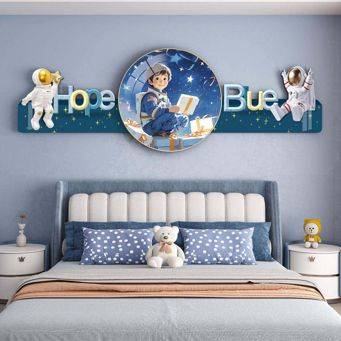 现代新款儿童房装饰画可爱温馨公主女孩男孩房床头挂画墙面装饰品