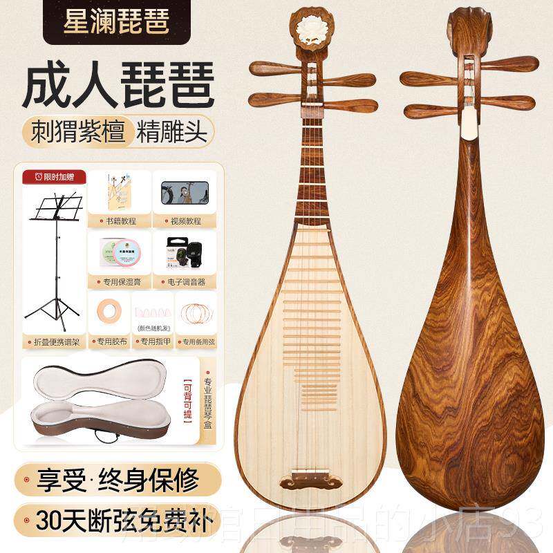 正品高端手工刺猬试紫檀琵乐器成人初琶学检定考专业奏演级琴