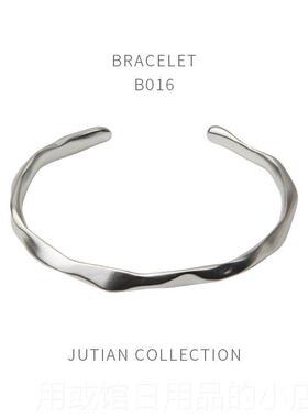 正品计JUTIA银N手镯女纯ins潮年轻款简约不则规设哑光百搭银手饰