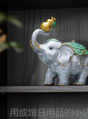 正品炳仁铜 福象升摆件大平象摆饰客办公桌摆放朱玄厅关酒柜吸水