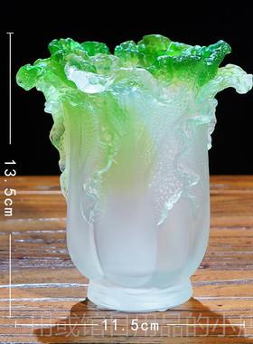 正品琉璃百财笔筒摆办件菜家居白书房公室送桌面礼物教师领导高档