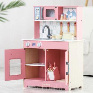正品六一儿童节日木礼物女质孩切切乐烧饭煮饭过生家家厨房具玩具
