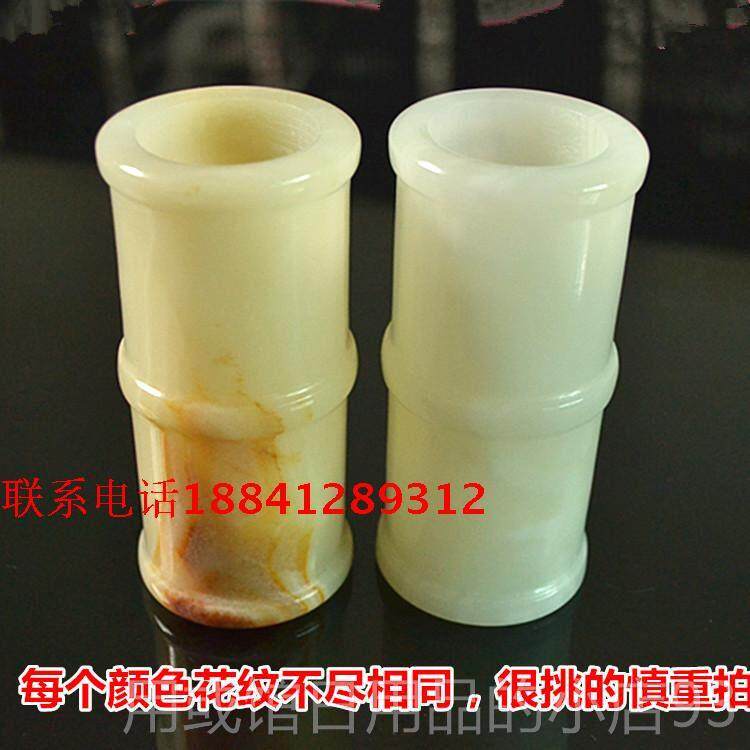 正品筒玉石花瓶岫玉阿富汗玉摆多件米黄玉特大笔瓶摆件玉花竹节桶