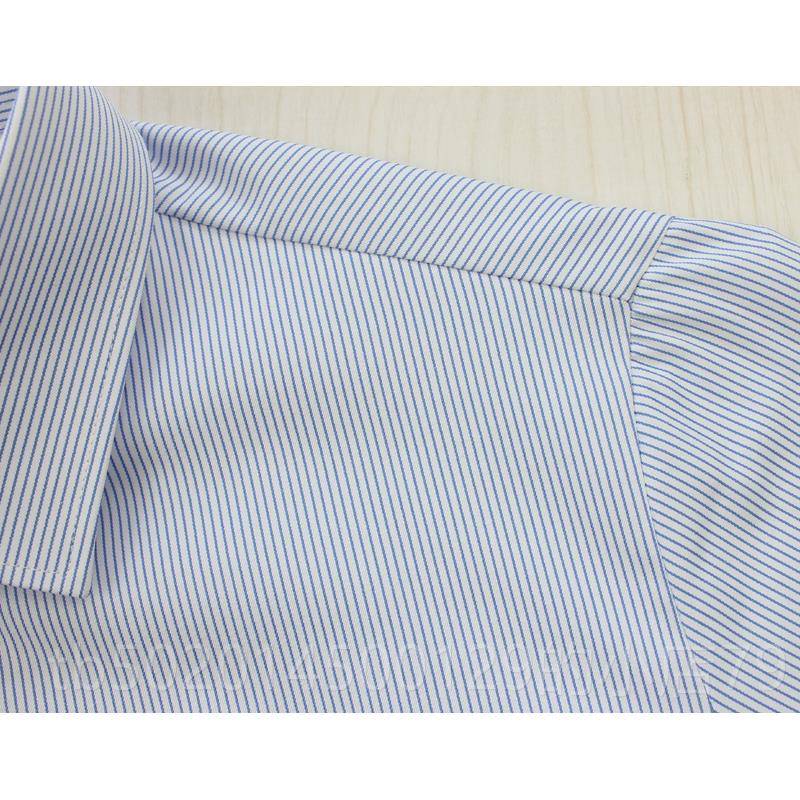 高档春夏女士白底蓝色竖条正衬衫方移动领银行酒店装纹工作服加大