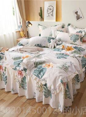 高档四件款套纯棉2裙025新蕾丝主卧床套被田园风格高端感，四季通