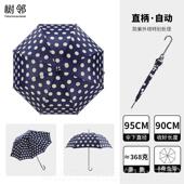 台小进口布 湾晴雨伞 女清新蓝色日波点半自动直长柄蘑 本时尚 正品