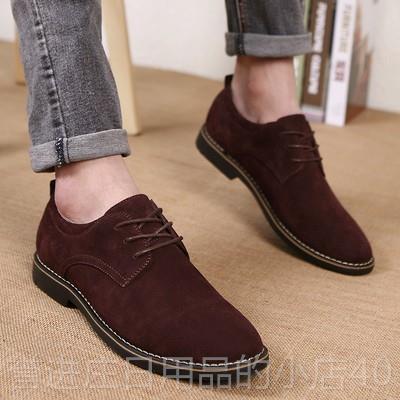 正品0224春夏鞋新款磨砂皮鞋男士年反绒青休闲内增高商务皮鞋翻毛
