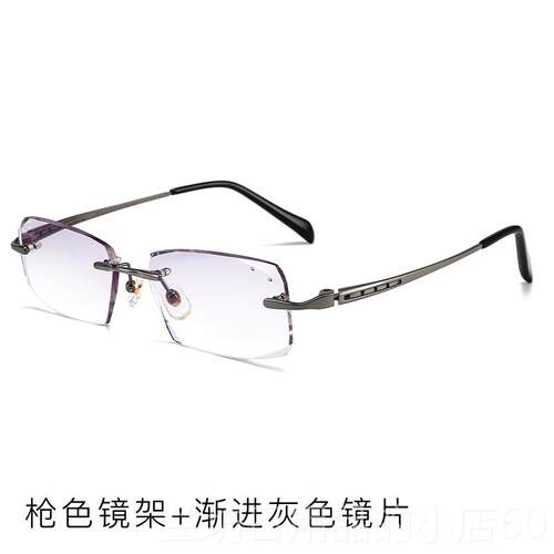 高档钻石切边无框近视眼镜纯镜近视商钛男务平光有度数防蓝光辐射