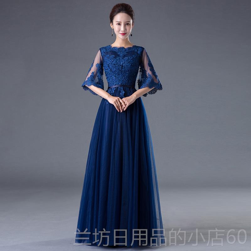 高档舞台朗诵成人大宴合唱团气演出服女长裙会主持人晚红色礼服质图片