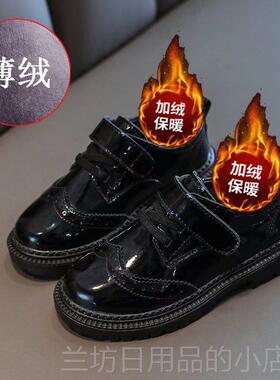 高档男童皮鞋真皮春夏镂季空女童软底英表伦黑色孩小学生演出儿童