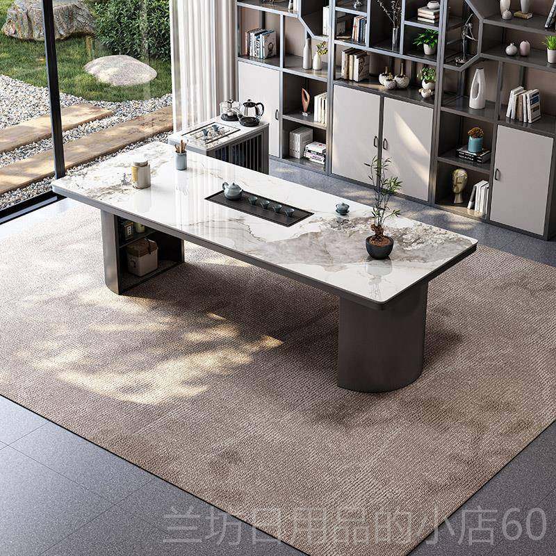 高档2025奢新板款轻岩茶台现代简约新中式风格桌茶椅组合套装