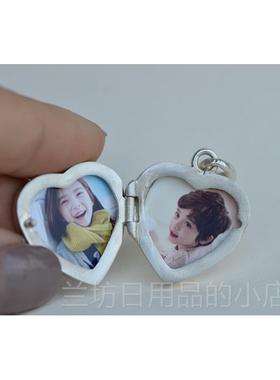 高档s925纯银泰银心形花朵叶相打子可开照片盒子精油吊坠做旧项刻