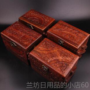 高档印度巴基坦斯仿古核桃木手工雕刻立体高档三饰层层珠宝盒多首