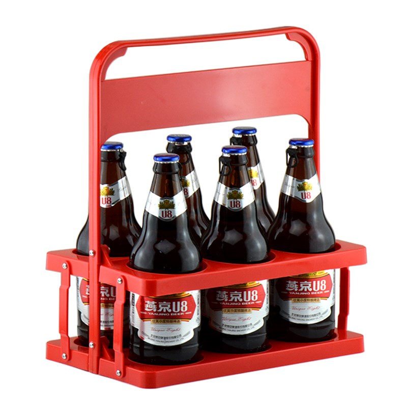 燕京U8酒架漓泉1998啤酒座 可折叠塑料提篮6瓶装大号提酒器酒筐提