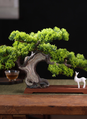 仿真迎客松组合盆景小摆件