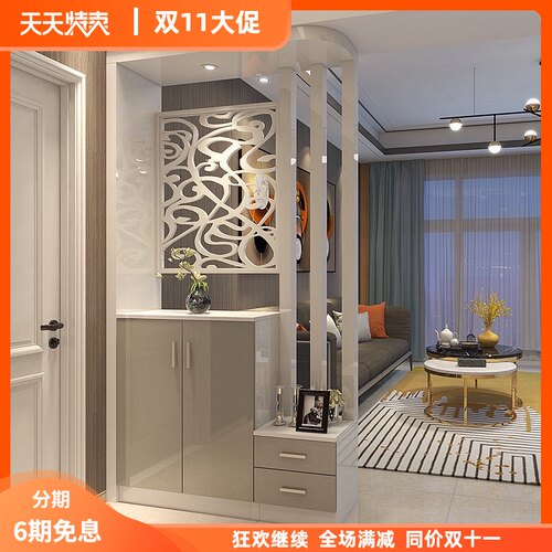 现代玄关隔断柜客厅装饰柜进门玄关柜鞋柜白色烤漆门厅装饰屏风柜