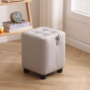 客厅小凳子创意圆皮凳子时尚沙发凳茶几凳实木家用小板凳矮凳皮墩