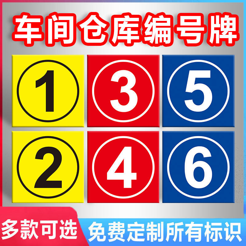 仓库大门车间数字编号牌标识牌 数字123456789号码牌数字耐用反光