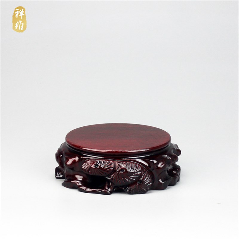 实木根雕圆形底座奇石摆件花瓶花盆木质托架茶壶文玩工艺品木托垫