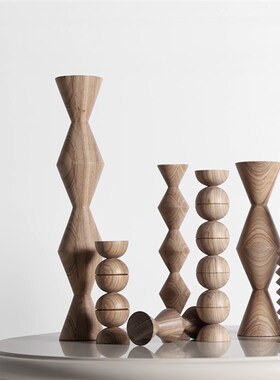 无尽之柱木质摆件简约风格民宿装饰品创意抽象雕塑设计师款乌金木