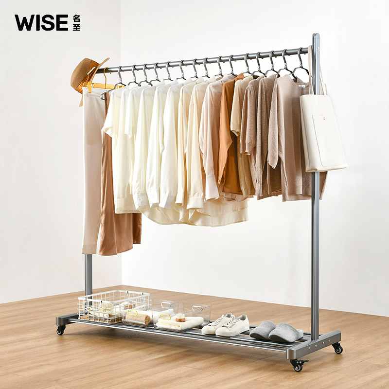 落地晾衣架卧室飘窗挂衣架单杆式移动家用晒凉衣架阳台室内小户型