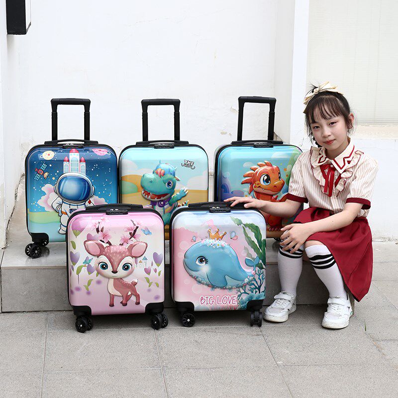 卡通儿童行李箱18寸密码锁大容量拉杆箱万向轮静音登机旅行箱