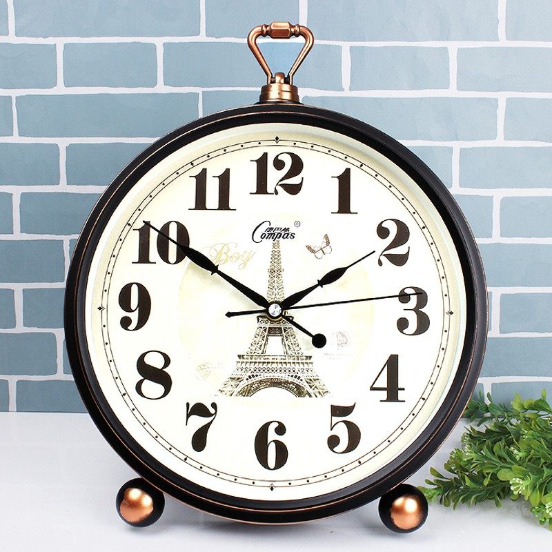 康巴丝静音欧式复古台式座钟挂钟两用卧室客厅床头大号圆形电池表,家居饰品,挂钟,淘宝优惠券,粉丝福利购,淘宝优惠卷